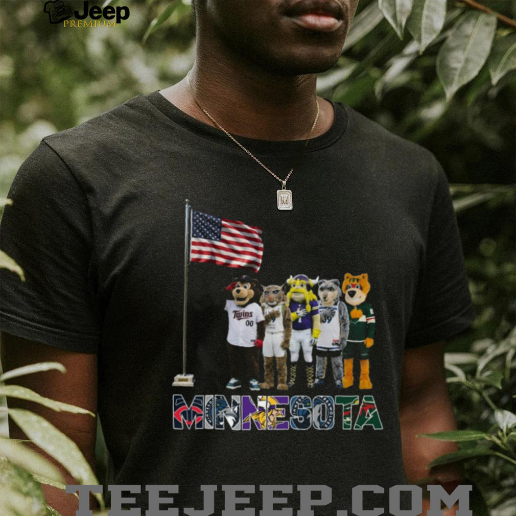 Minnesota Sports Teams Mascots Patriotic American Flag Coffee T Shirt