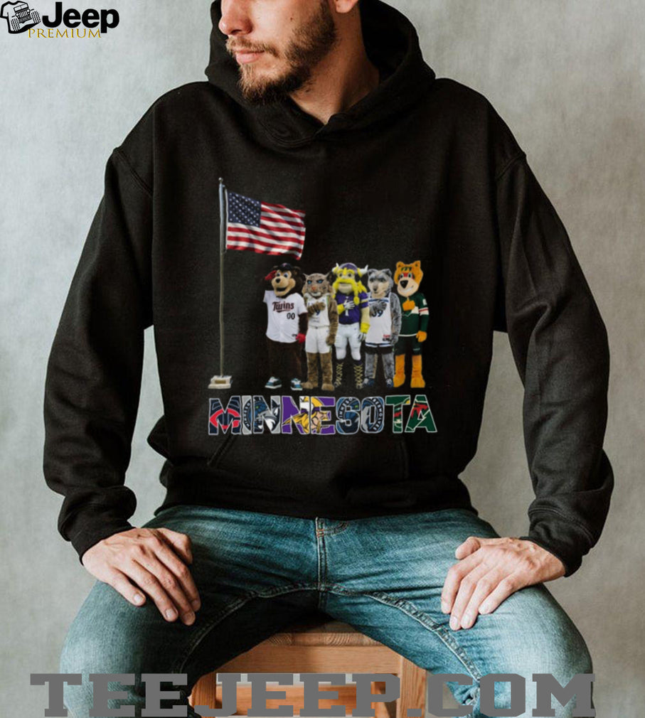 Minnesota Sports Teams Mascots Patriotic American Flag Coffee T Shirt