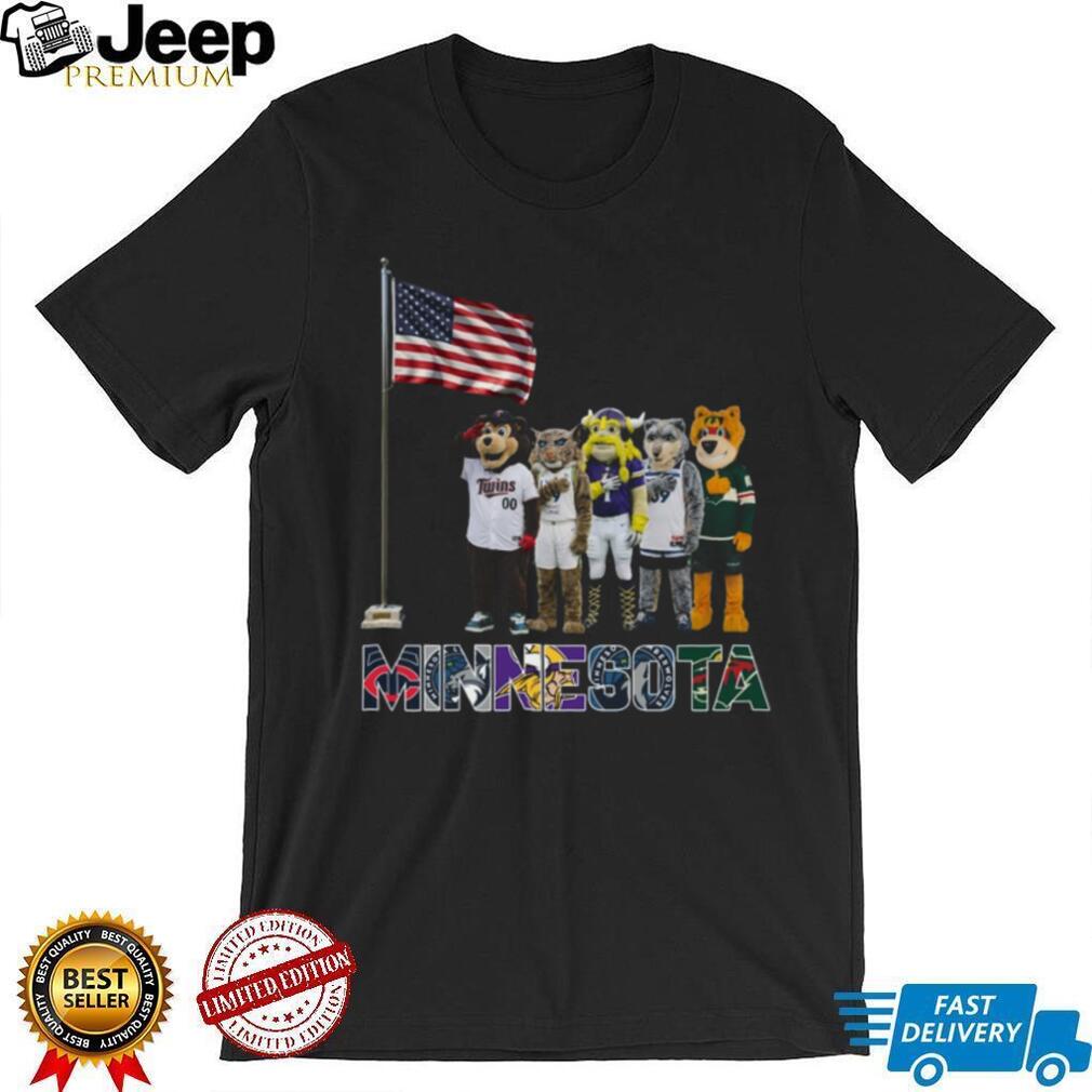 Minnesota Sports Teams Mascots Patriotic American Flag Coffee T Shirt