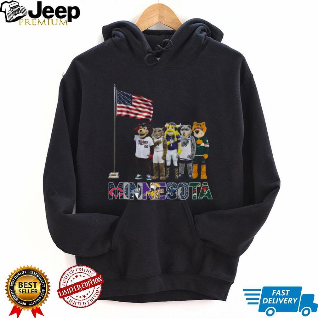 Minnesota Sports Teams Mascots Patriotic American Flag Coffee T Shirt