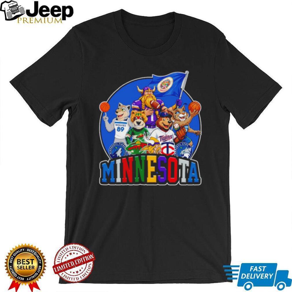 Minnesota Sports Teams Mascots United Fans Logo Collage T Shirt
