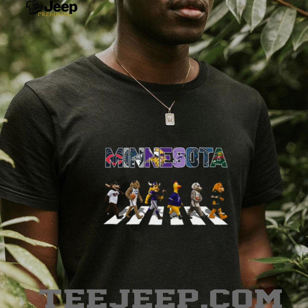 Minnesota Teams Mascots Road Crossing Fan Art T Shirt