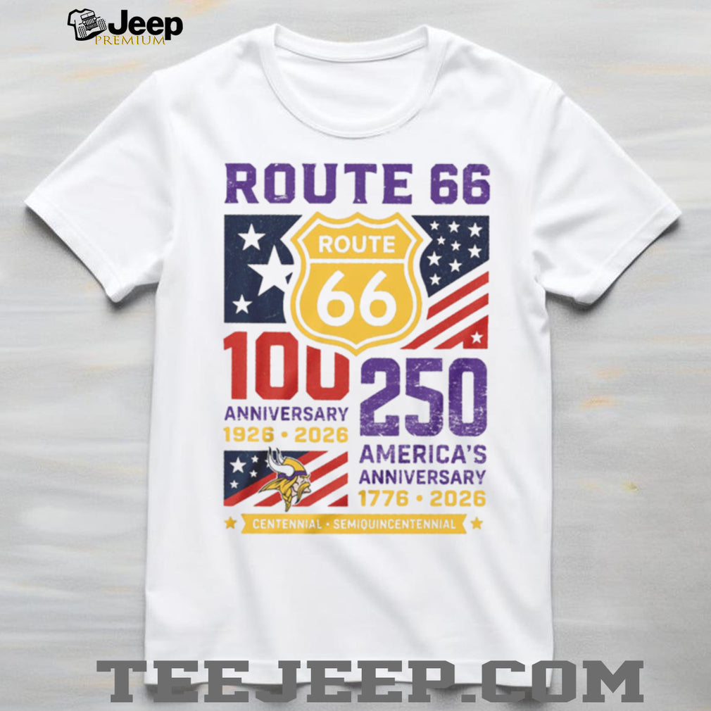 Minnesota Vikings Route 66 Centennial T Shirt USA 250th Anniversary Football T Shirt