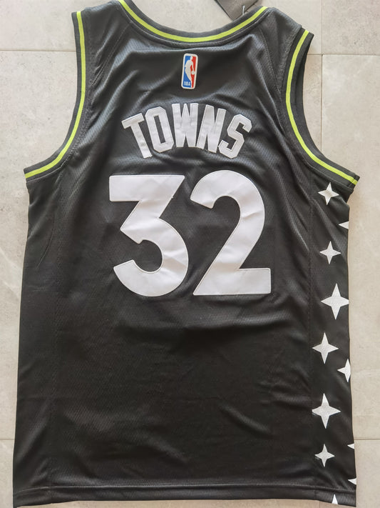 Minnesota Timberwolves #32 Karl Anthony Towns 2021 New Timberwolves 32# City Edition Black Jersey Style 1