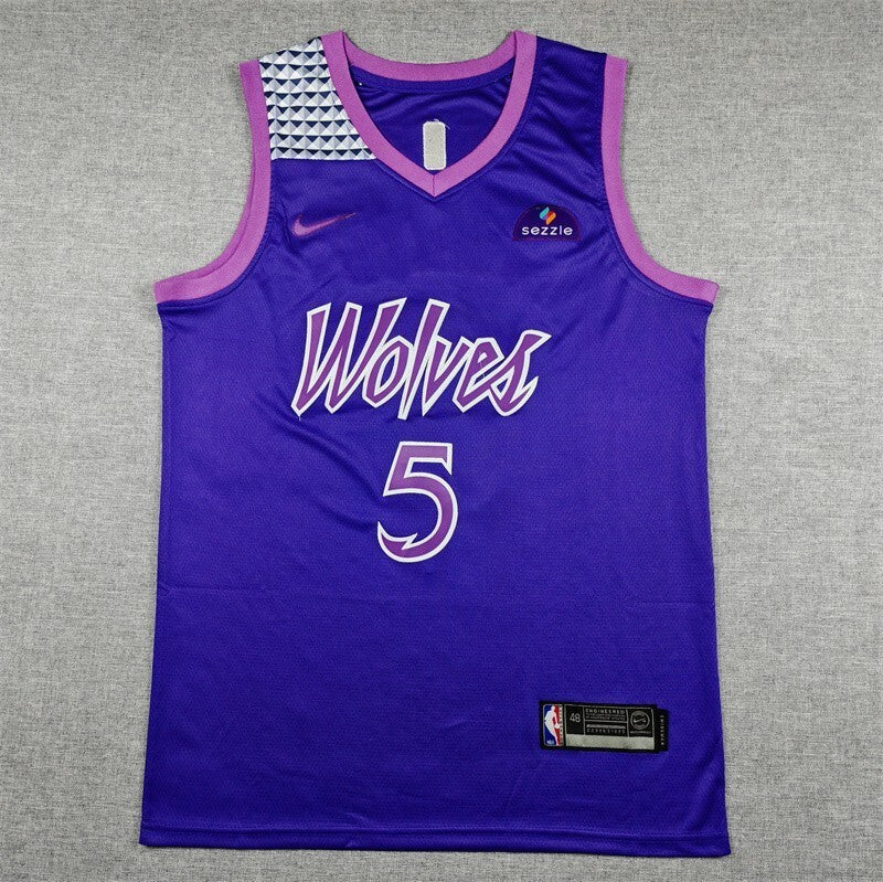 Minnesota Timberwolves #5 Anthony Edwards 26 Timberwolves 5 Purple City Edition Style 2