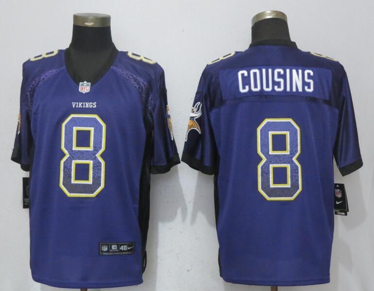 Minnesota Vikings #8 Kirk Cousins Drift Fashion Purple Elite Jersey