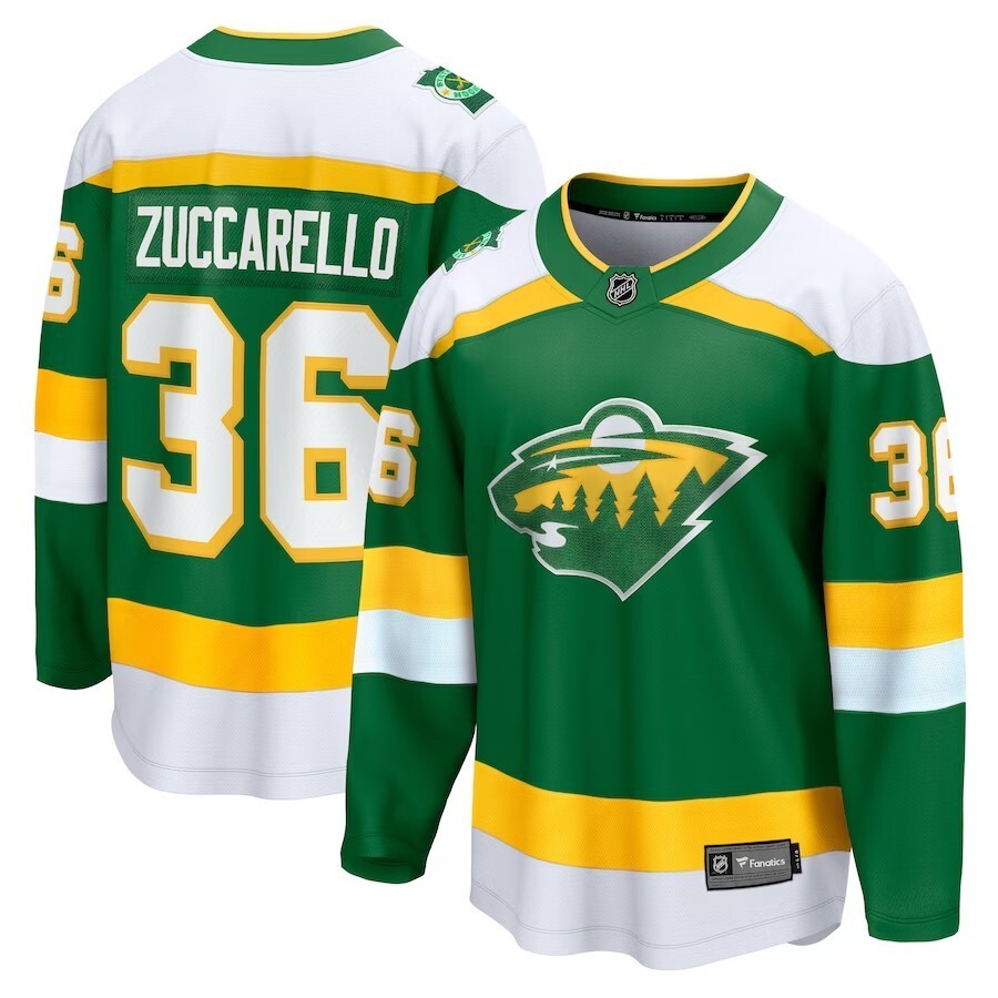 Minnesota Wild #36 Mats Zuccarello Branded 202324 Alternate Premier Breakaway Player Jersey – Green