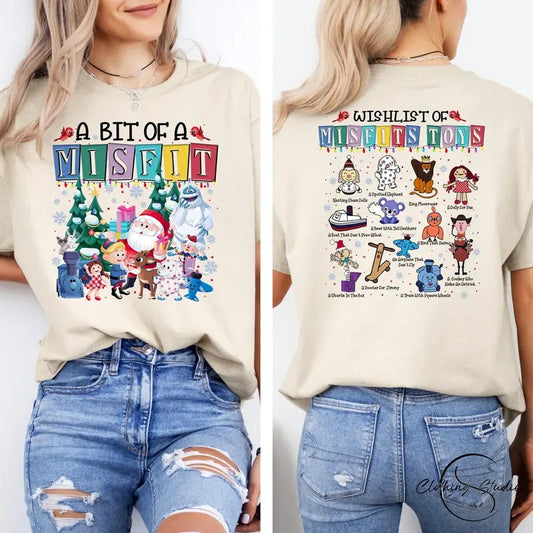 Misfit Toys Rudolph the Red-nosed Reindeer Christmas 2sides-Tshirt,Christmas Frosty's Snowflake Hoodie, Snowman Christmas Shirt, Rudolph family Christmas Reindeer Sweatshirt, Christmas 90s Movies Lovers TShirt, Merry Christmas Gift