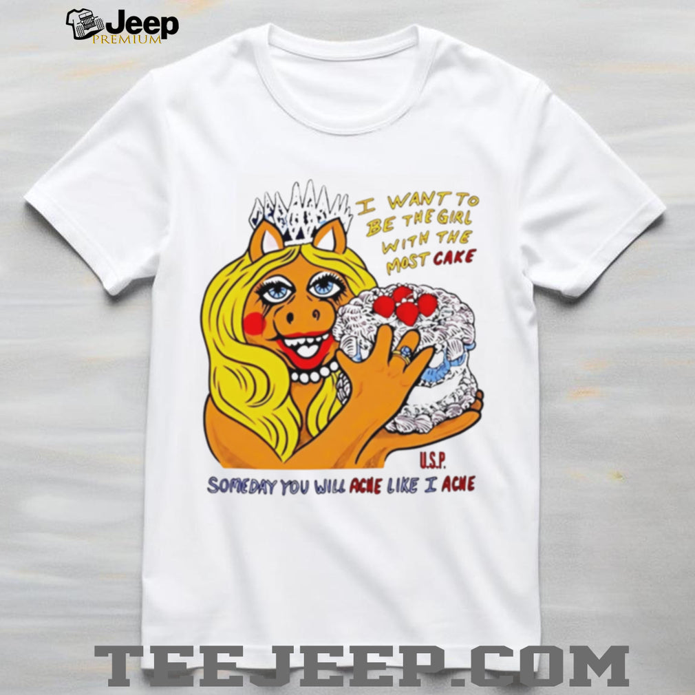 Miss Piggy The Girl With The Most Cake Funny Pop Culture Graphic T Shirt