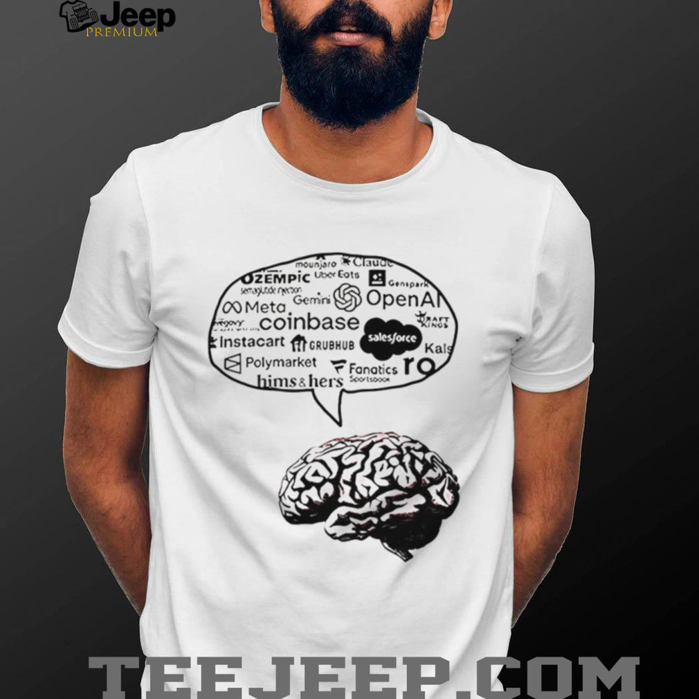 Modern Brain Tech & AI Brand Logo Cloud Minimalist White T Shirt