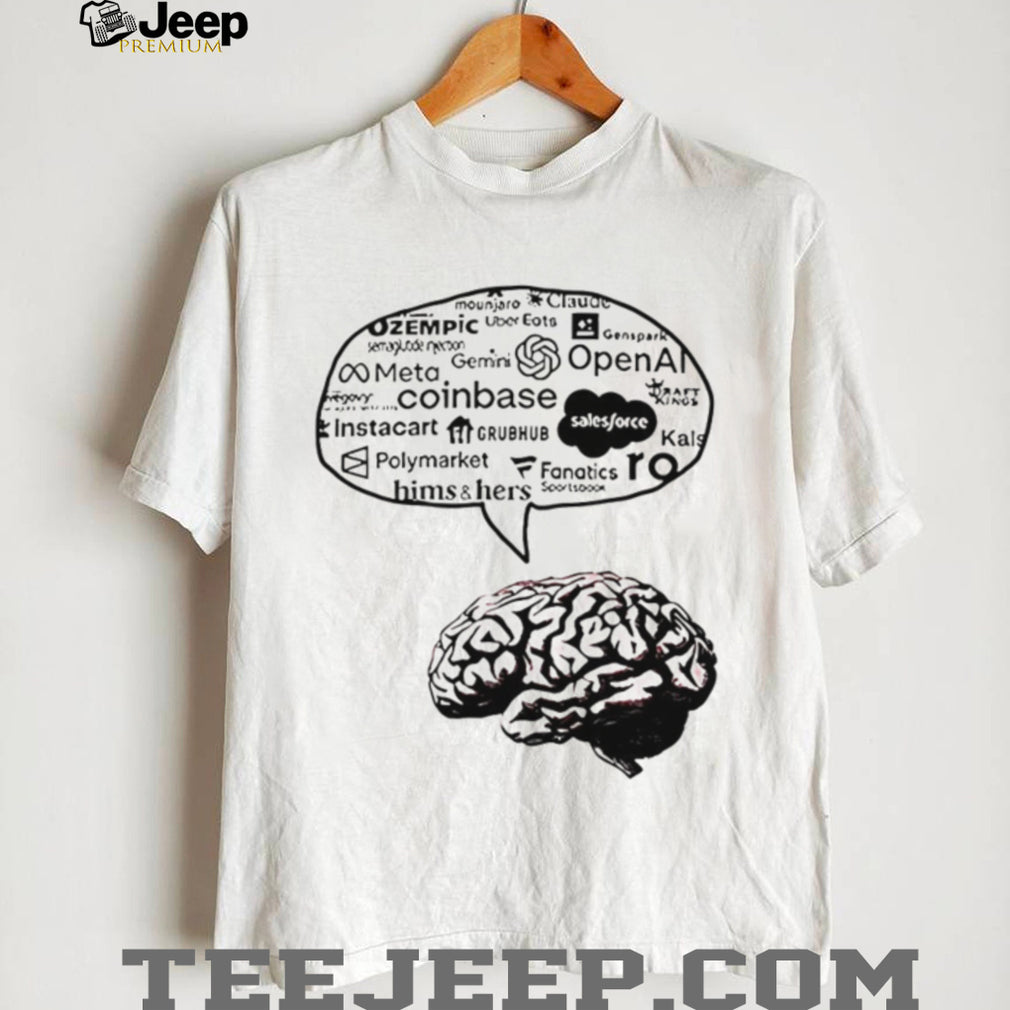 Modern Brain Tech & AI Brand Logo Cloud Minimalist White T Shirt