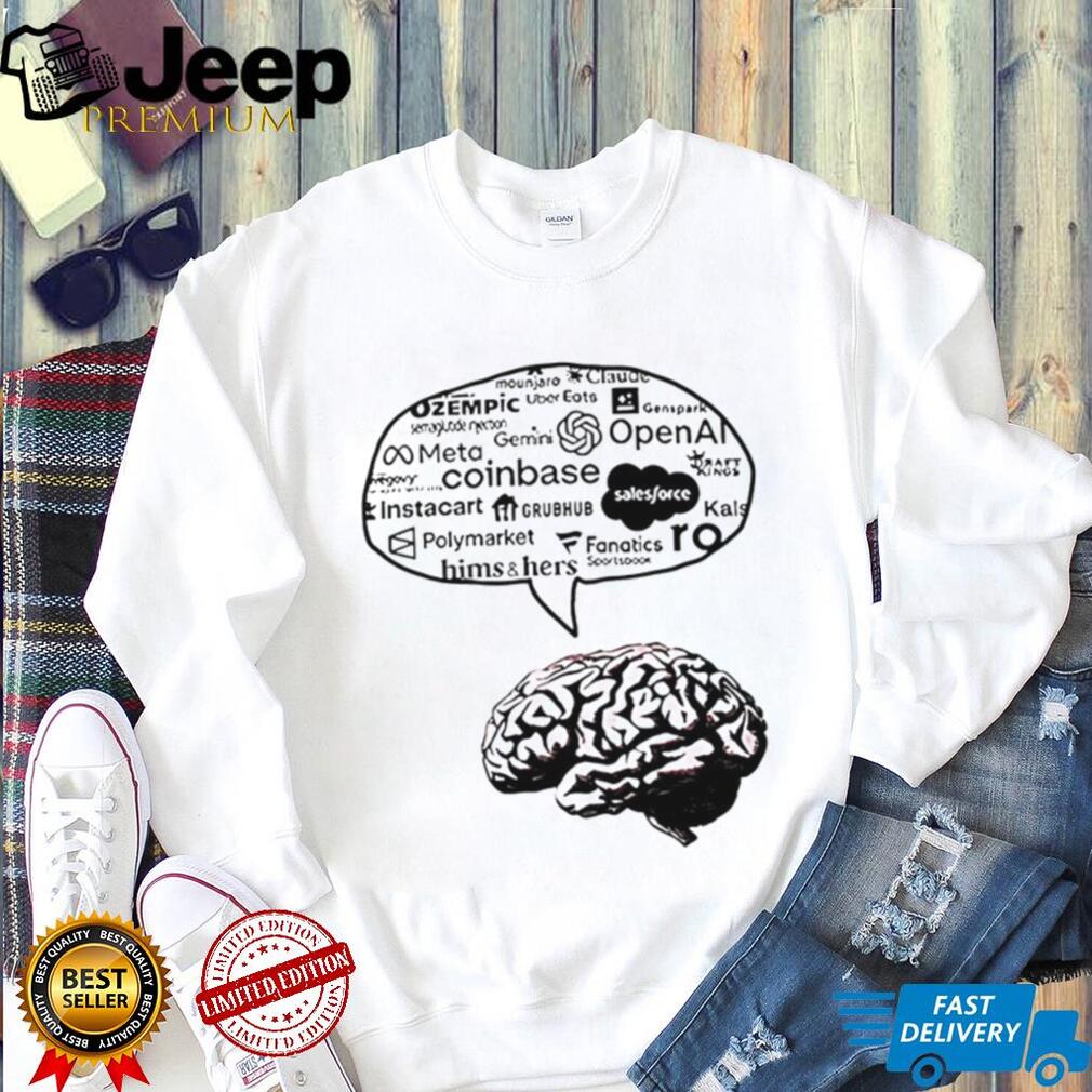 Modern Brain Tech & AI Brand Logo Cloud Minimalist White T Shirt