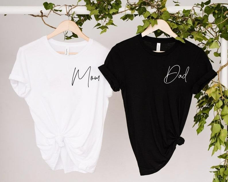 Mom and Dad Shirts, Mom and Dad Tees, Mom Pocket Tee, Dad Pocket Tee, Cute Mom Dad Shirts, Pregnancy Reveal Tees,...