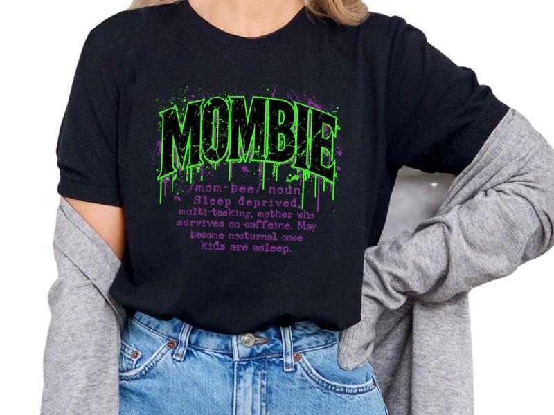 Mombie Halloween Women's Top - T Shirt, Crewneck Sweatshirt, or Hoodie, Halloween Shirt, Mom Shirt, Halloween Mom T-Shirt, Halloween Long Sleeve Sweatshit, Halloween Hoodie, Womenswear, Mom Trendy Top, Casual, Comfort