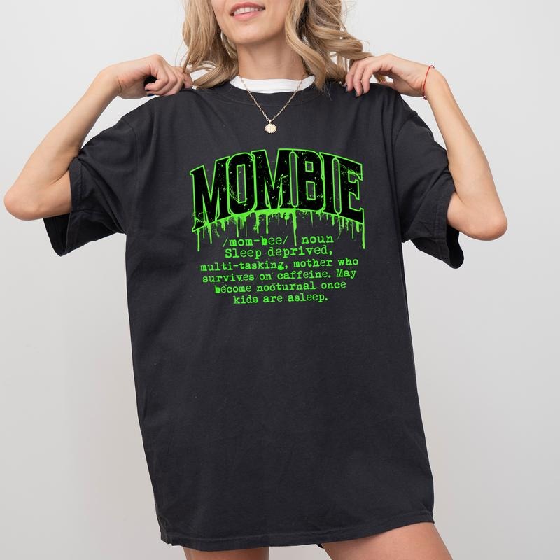 Mombie Tee, Mombie Definition T-shirt, Funny Momster Unhinged Shirt, Funny Shirts For Women, Funny Mom Life Halloween Tee, Spooky Mama Shirt, Comfy Fabric Graphic Tee, Women's Tops, Womenswear, Cotton Fabric Relaxed Fit Chic Style