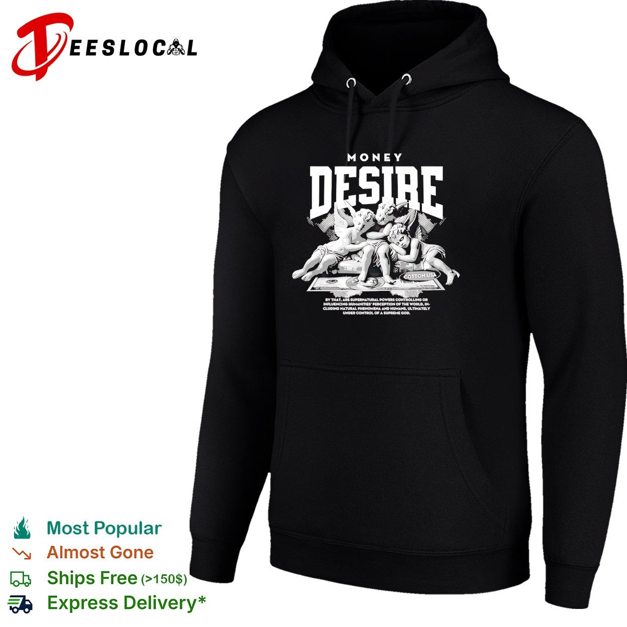 Money desire cherubs sitting on dollars supernatural powers shirt