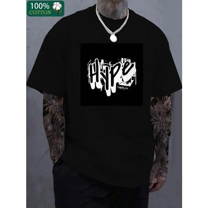 Monogram print, boutique T-shirt, men's fashion casual cotton T-shirt, short-sleeved crewneck T-shirt Made in USA