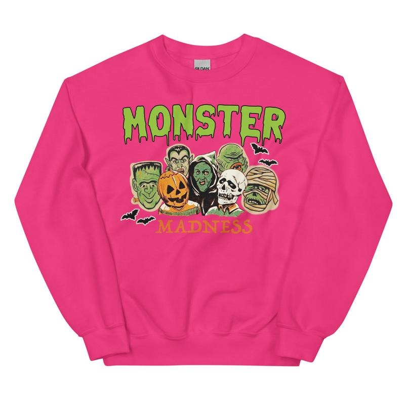 Monster Madness Halloween Sweatshirt, Halloween Crewneck, Unisex Halloween, Monsters Sweatshirt, Halloween Monsters Casual Comfortstyle{n002}2