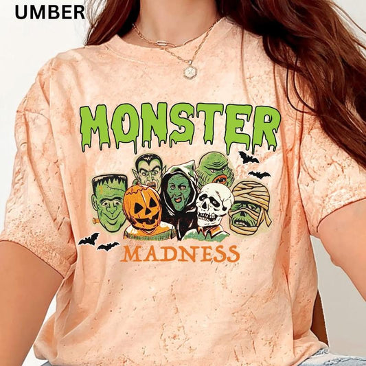 Monster Madness T-shirt, Comfort Colors Shirt, Halloween Graphic Shirt, Vampire Shirt, Vintage Shirt Fabric Lady