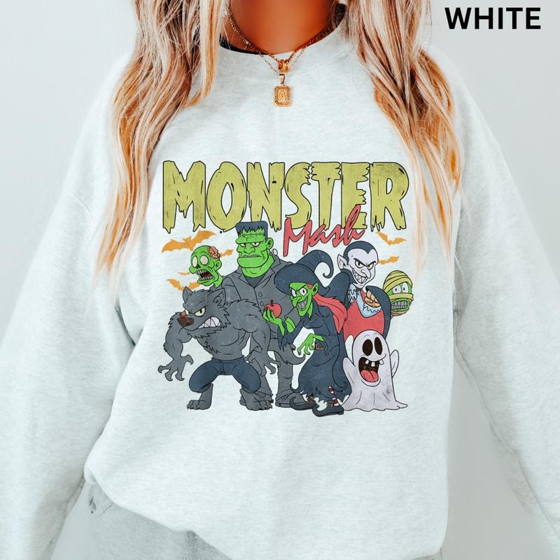 Monster Mash Halloween Sweatshirt - Unisex Relaxed Fit Printed in USA Casual Comfort Cotton Top Athletic Boho Chic All Seasonsstyle{n002}2