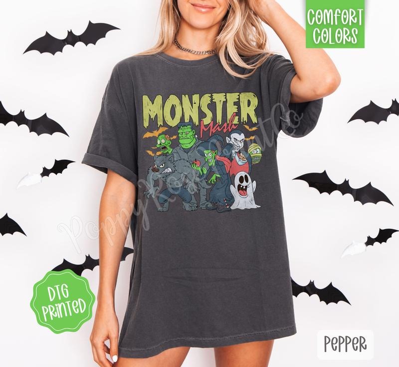 Monster Mash Shirt Comfort Colors, Trendy Halloween Tshirt