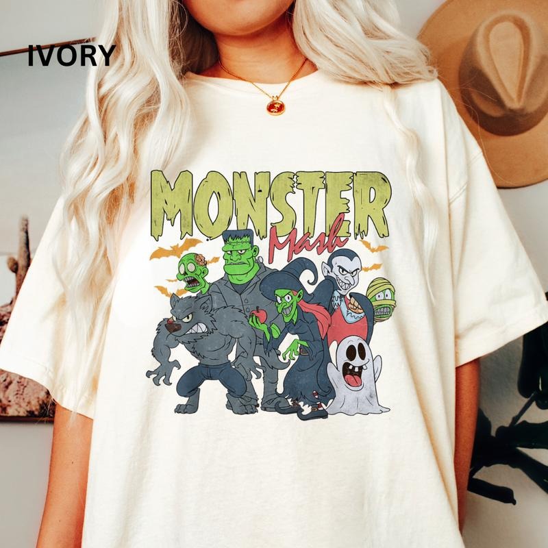 Monster Mash T-shirt, Fall Oversized Womens Halloween Shirt, Comfort Colors T-Shirt, Trendy, Cute Style, Retro Design Tee, Spooky