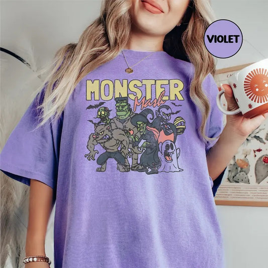 Monster Mash TShirt, Vintage Ghost Halloween t-Shirt, Monster Tee, Retro Fall Top, Fall Shirt, Retro Halloween Comfort Colors shirt