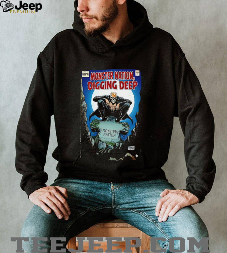 Monster Nation digging deep comic graphic shirt