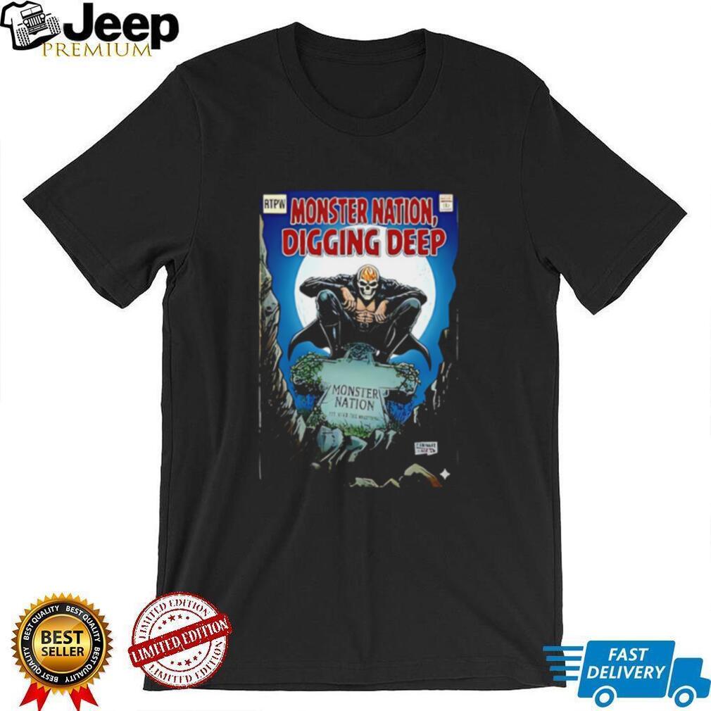 Monster Nation digging deep comic graphic shirt