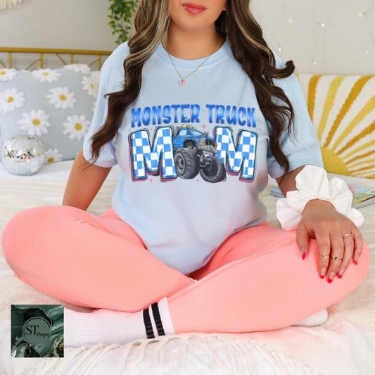 Monster Truck Mama Lite Blue Graphic T-Shirt Unisex Fit