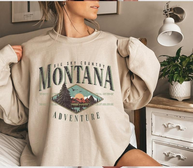 Montana Sweatshirt Montana Hoodie Retro Hoodie Unisex Oversized Crew Neck Long Sleeve Casual Tshirt for Women Men USA Made