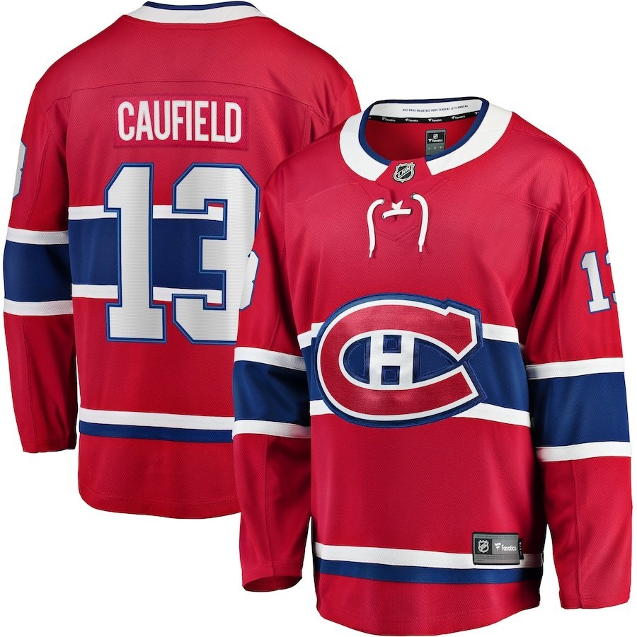 Montreal Canadiens #13 Cole Caufield Home Premier Breakaway Player Jersey - Red
