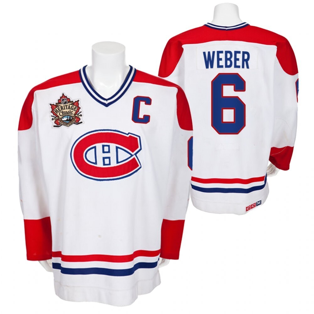 Montreal Canadiens #6 shea-weber-white-heritage-classic-vintage-men-jersey