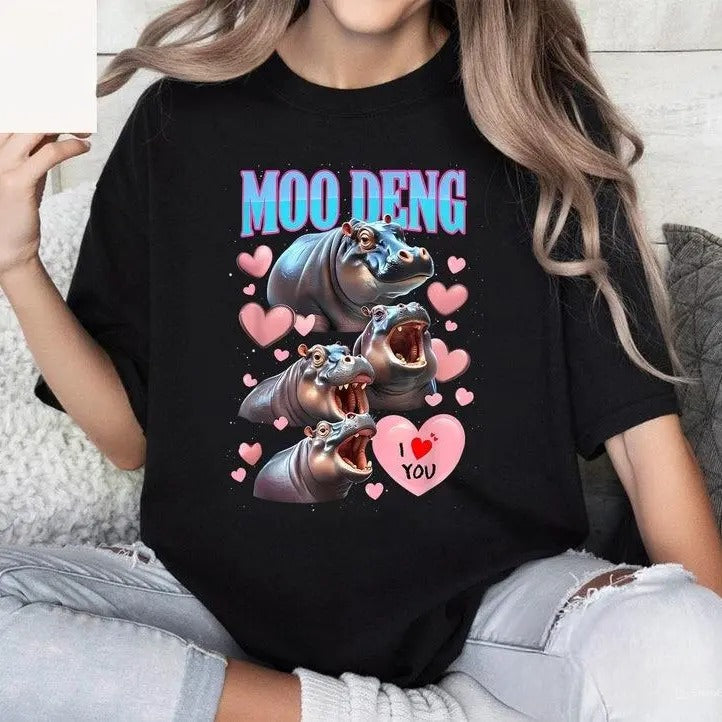 Moo Deng I Love You Funny T-Shirt, Moo Deng Shirt, Baby pygmy hippo Moo Deng TShirt Hoodie, Sweatshirt | WearSparks.com