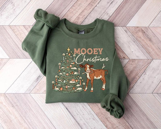 Mooey Christmas Sweatshirt, Western Christmas Sweater, Christmas Heifer Shirt, Xmas Cow Sweatshirt, Retro Western Christmas, Cow Christmas Sweatshirt, Vintage Christmas Heifer, Cows Sweatshirt, Christmas Crewneck Sweater, Christmas Gift