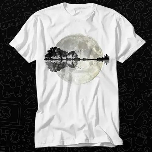 Moonlight Nature Guitar Tree T Shirt Gift For Womens Mens Unisex Top Adult Tee Vintage Music Best Movie Made in USA