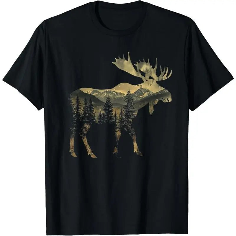 Moose Mountains Hiking Camping Alaska Nature Lover T-Shirt Made in USA