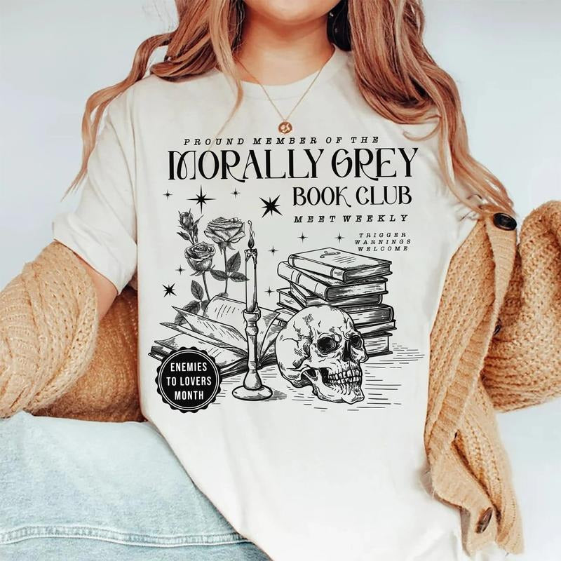 Morally Grey Book Club Shirt, Dark Romance Readers Crewneck, Villain lover tshirt, Bookish Shirt Vintage Bookish Gift For Book Lover