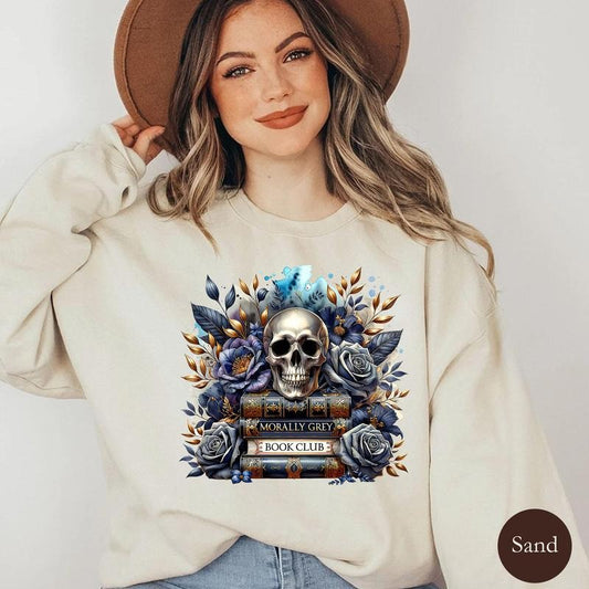 Morally Grey Sweatshirt, Dark Romance Hoodie, Bookish Merch, Reader Gifts, Reading, Smut, Romantic, Spicy Book Unisex Soft Comfort Crewneck Pullover Long Sleeves Graphic Fabric Sweater