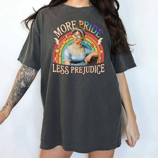More Pride Less Prejudice Shirt Vintage, Rainbow Pride Shirt, Trans Rights Top, LGBTQ Gift, Progress Pride Tee, Social Justice Tshirt, Gay Pride, Lesbian Tee, LGBTQ Pride Month Parade Outfit, LGBT Women Tops, Oversized Womenswear, Casual Cotton Menswear