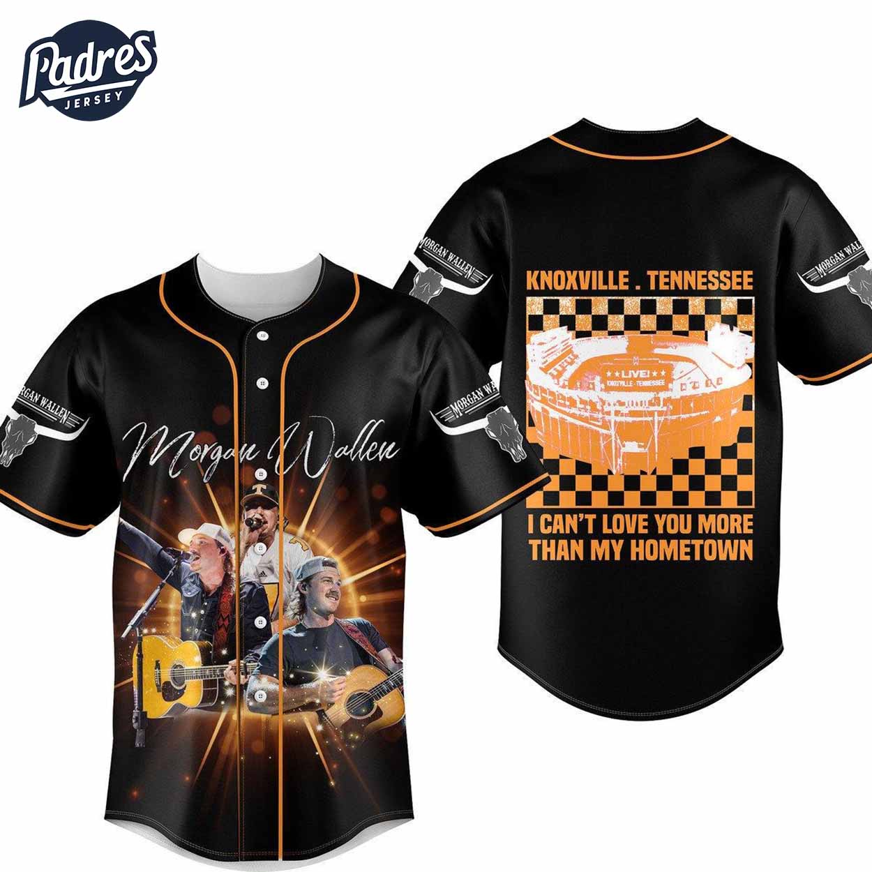 Morgan Wallen I Cant Not Love You More Than My Hometown Live Knoxville Tennessee Baseball Jersey - Padres... (Image 4)