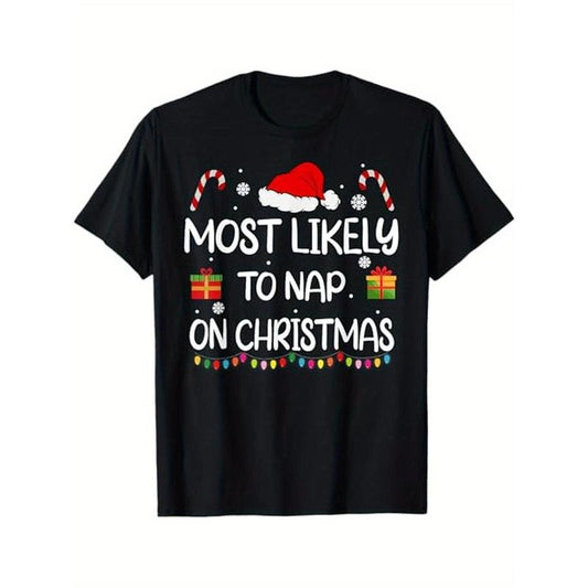 Most Likely To Nap On Christmas family funny matching T-Shirt, 100% Cotton, Gift for Men Women Dad Mom Friends, S-XXXL,...