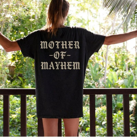 Mother Of Mayhem T-Shirt, Cool Mom Gift, Mama of Girl Gift, Mom of boy Tee, Grunge Alternative Punk Rocker Wife, Wild...