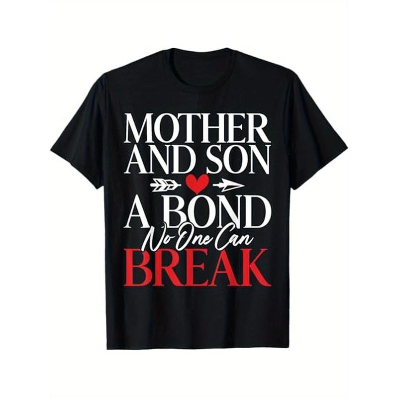 Mother and Son a Bond no one can break Son T-Shirt, 100% Cotton, Halloween Thanksgiving Christmas Gift for Men Women Family Friends, S-XXXL, Black Made in USA