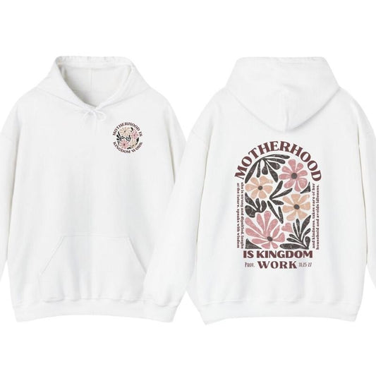 Motherhood Is Kingdom Work Tee, Hoodie - Mother's Day Graphic Tee, Retro Christian Mom Shirt, Unisex Casual Wear, Lightweight and Comfortable Vacation Outfits For Men For Women