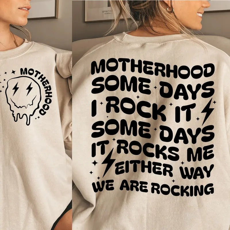 Motherhood Some Day I Rock It Svg Png Retro Motherhood Sublimation Design Trendy Front And Back Design Funny Motherhood...