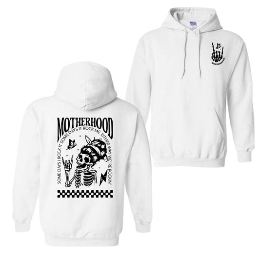 Motherhood Sometimes I Rock It Sometimes It Rocks Me 2 Sided Hoodie T-Shirt