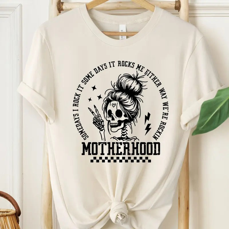 Motherhood Sometimes I Rock It Sometimes It Rocks Me Shirt Mama Shirt Mom Shirt Rocker Mom Gifts Mothers Day Gift Shirt Rocker Mama Tee TK43GN