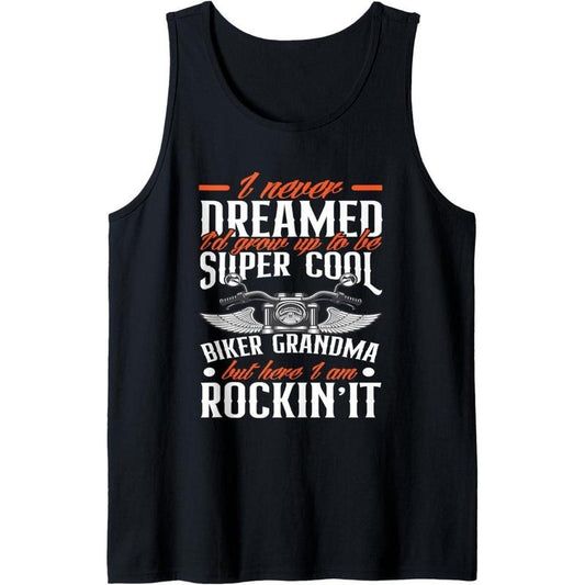 Motorcycle Grandma Biker Grandmother Funny Motorcycle Tank Top MADE IN USA