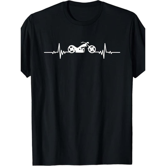 Motorcycle heartbeat ECG motorcycle T-shirt Made in USA
